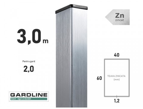 Stalp zincat 60x40x1,2mm L-3,0m