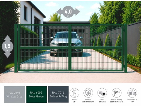 Poarta metalica batanta OPTIMA 3D H-1,5m L-4,0m