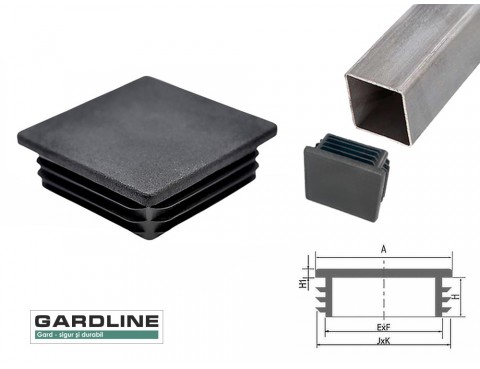 Capac intern pentru teava 120x120mm negru