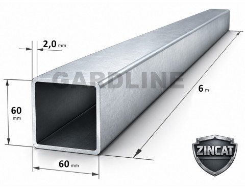 Țeavă profilată zincată 60×60×2,0mm