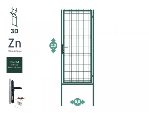 Poarta pietonala OPTIMA 3D Н-2,0m L-0,82m RAL 6005