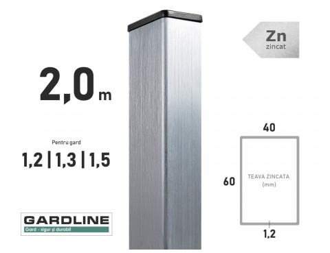 Stalp zincat 60x40x1,2mm L-2,0m