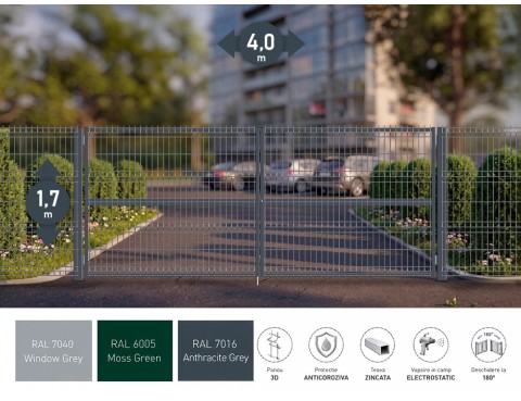 Poarta metalica batanta OPTIMA 3D H-1,7m L-4,0m