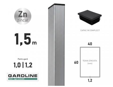 Stalp zincat 60x40x1,2mm L-1,5m