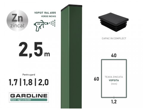 Столб оцинкованный 60х40x1,2мм L-2,5м RAL 6005