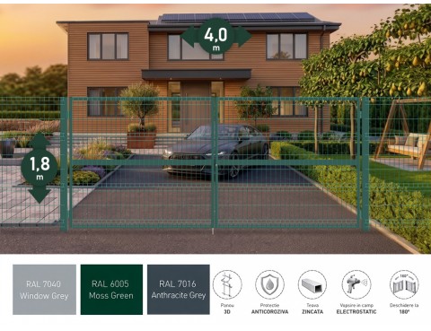Poarta metalica batanta OPTIMA 3D H-1,8m L-4,0m