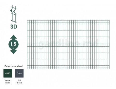 Panou gard bordurat zincat și vopsit ECO Н-1,5m L-2,5m RAL6005