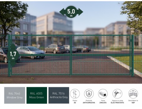 Poarta metalica batanta OPTIMA 3D H-1,7m L-5,0m