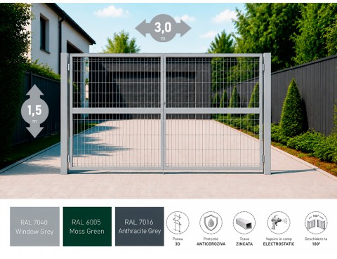 Poarta metalica batanta OPTIMA 3D H-1,5m L-3,0m