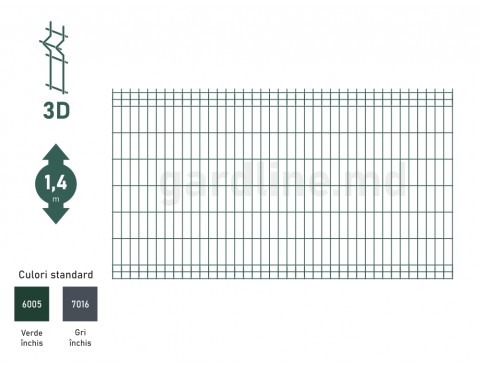 Panou gard bordurat zincat și vopsit ECO Н-1,4m L-2,5m RAL6005