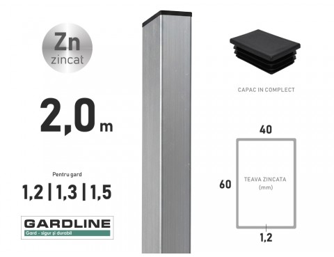 Stalp zincat 60x40x1,2mm L-2,0m