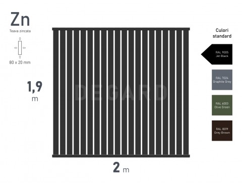 Панель забора VERTICAL H-1,90м L-2,00м RAL