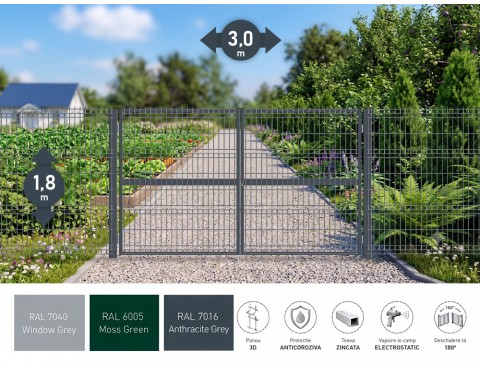 Poarta metalica batanta OPTIMA 3D H-1,8m L-3,0m