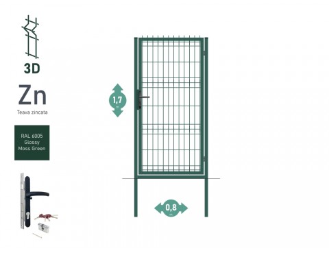 Poarta pietonala OPTIMA 3D Н-1,7m L-0,82m RAL 6005