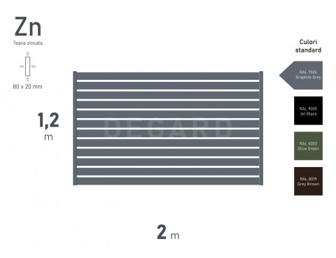 Панель забора ORIZONT 20 H-1,20м L-2,00м RAL 7024