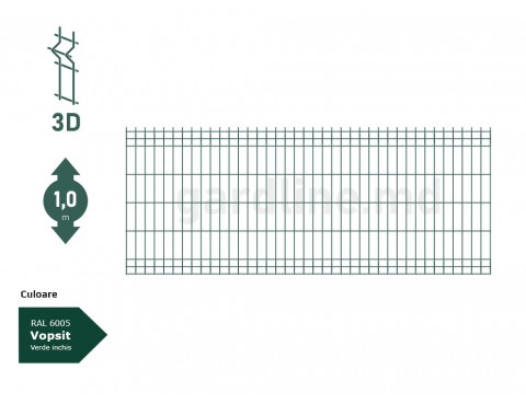 Panou gard bordurat zincat și vopsit ECO D-3,2 Н-1,0m L-2,5m RAL 6005