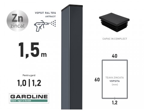Столб оцинкованный 60х40x1,2мм L-1,5м RAL 7016