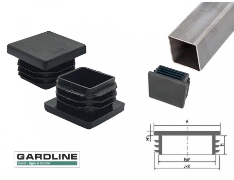 Capac intern pentru teava 20x20mm negru