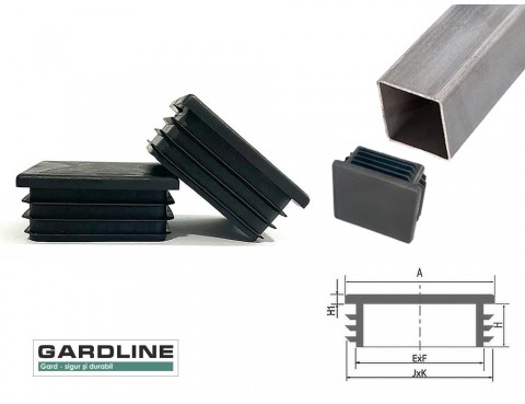 Capac intern pentru teava 60x60mm negru