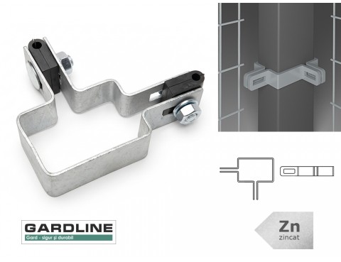 Colier zincat prindere panou intermediar pe stalp 60x40mm
