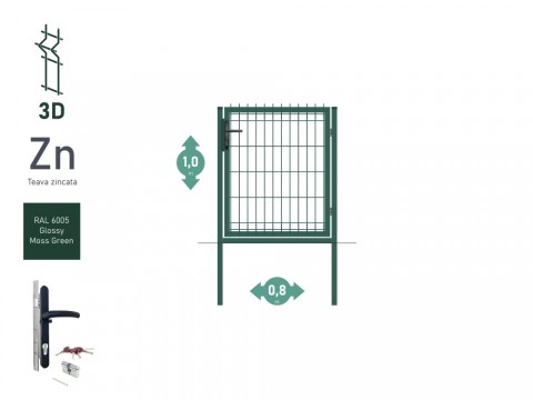 Poarta pietonala OPTIMA 3D Н-1,0m L-0,82m RAL 6005