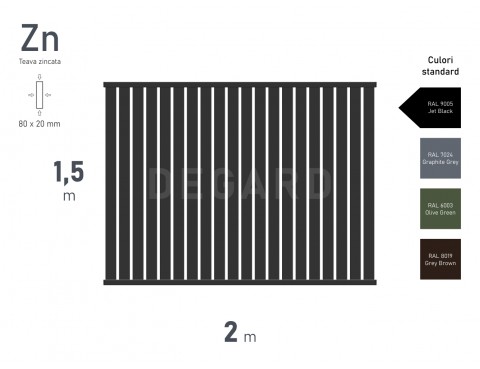 Панель забора VERTICAL H-1,50м L-2,00м RAL