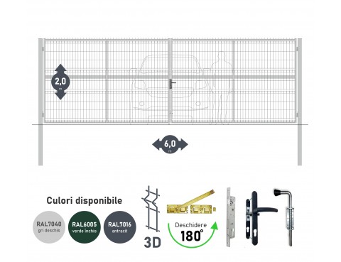 Poarta auto batanta OPTIMA 3D H-2,0m L-6,0m (D100)