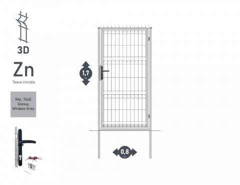 Poarta pietonala OPTIMA 3D Н-1,7m L-0,82m RAL 7040