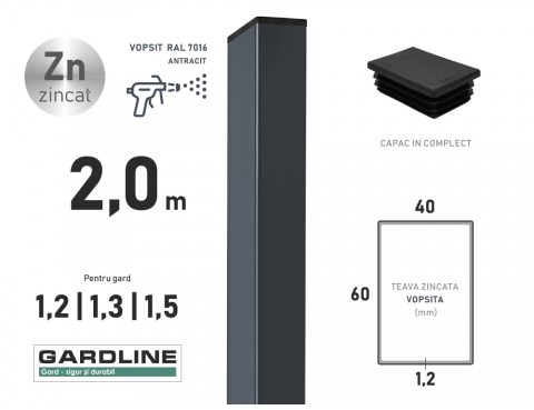 Столб оцинкованный 60х40x1,2мм L-2,0м RAL 7016