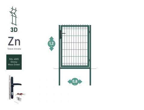 Poarta pietonala OPTIMA 3D Н-1,0m L-0,82m RAL 6005