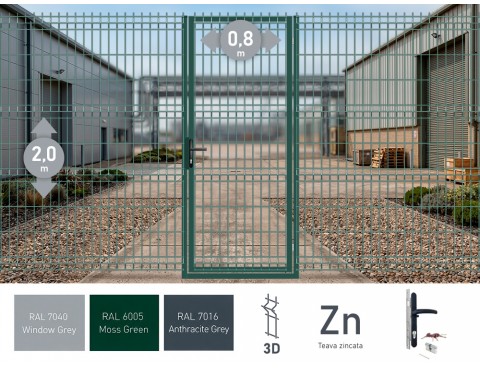 Poarta pietonala OPTIMA 3D Н-2,0m L-0,82m