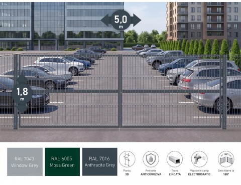 Poarta metalica batanta OPTIMA 3D H-1,8m L-5,0m