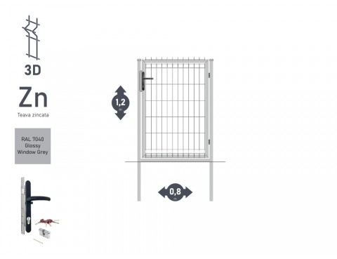 Poarta pietonala OPTIMA 3D Н-1,2m L-0,82m RAL 7040