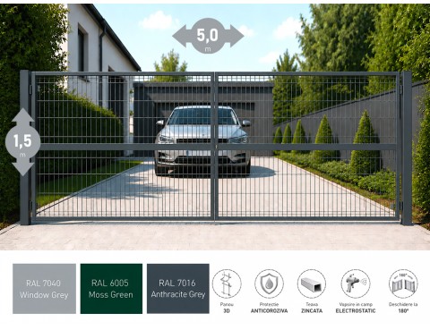 Poarta metalica batanta OPTIMA 3D H-1,5m L-5,0m