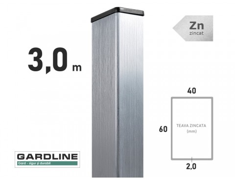 Stalp zincat 60x40x2,0mm L-3,0m